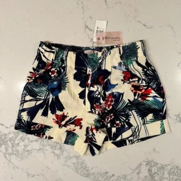 PHILOSOPHY PLEATED SHORTS WITH 4 POCKETS & ELASTIC WAIST S NWT - Picture 5 of 8